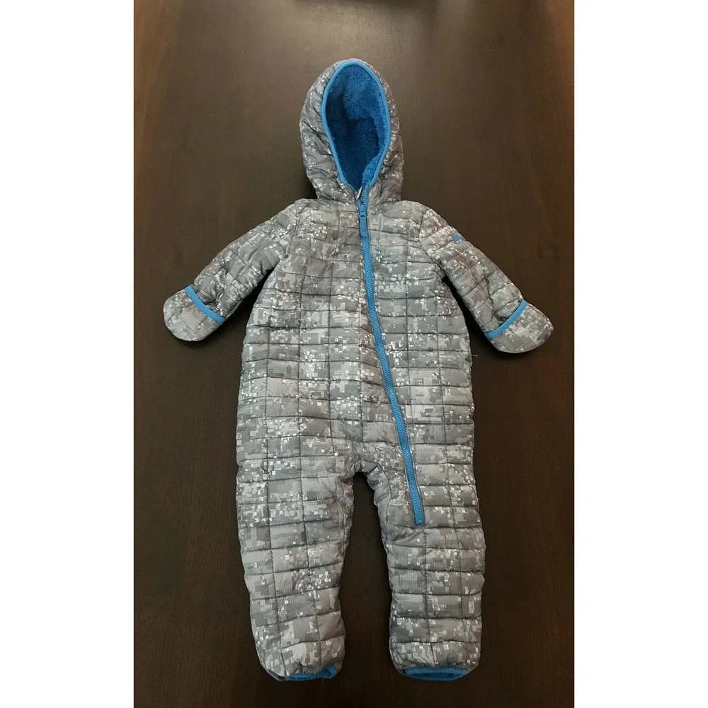 Snozu Infant Boys Grey Digital Camo Quilted Snowsuit Hooded Pram Suit 12 Months